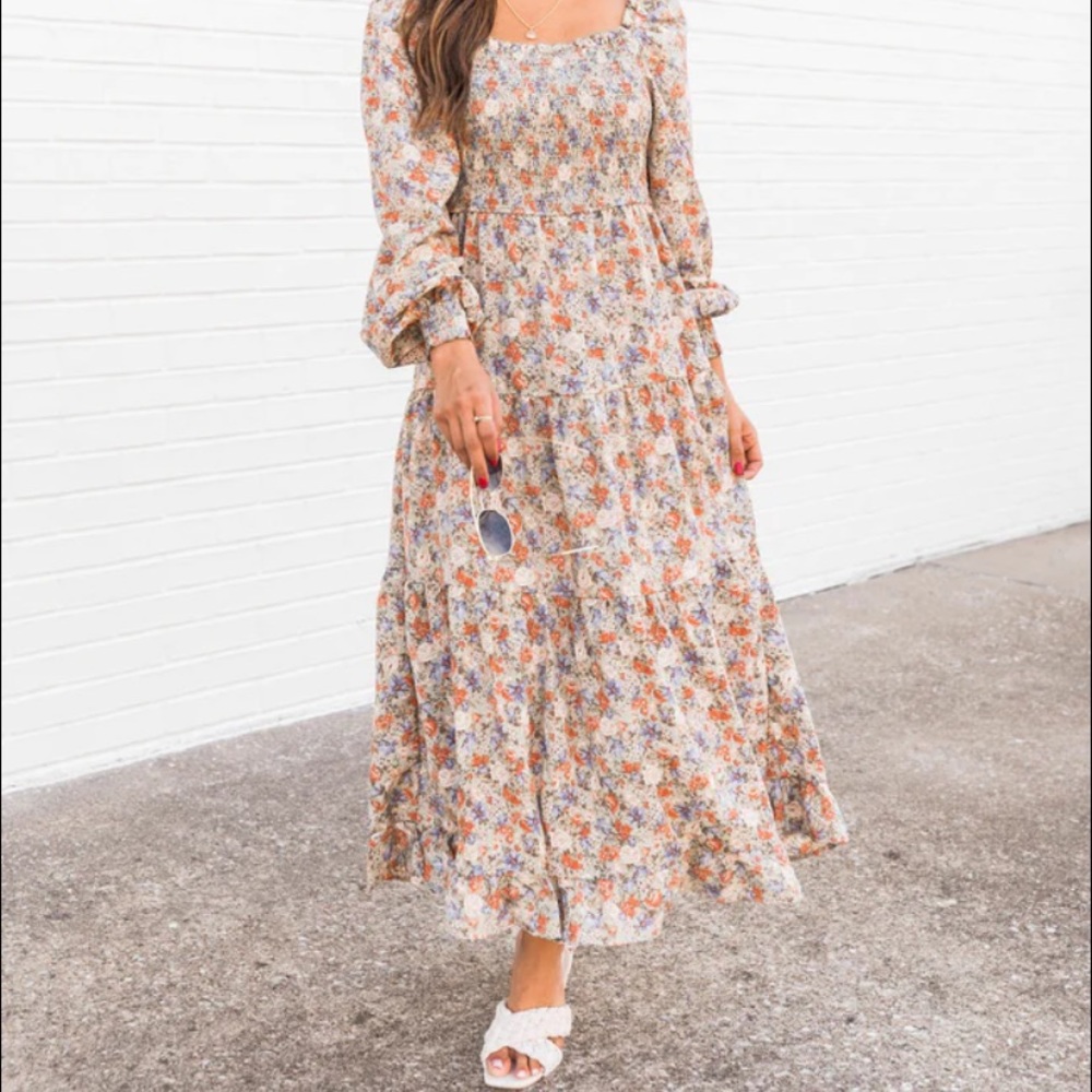 Long sleeve floral midi